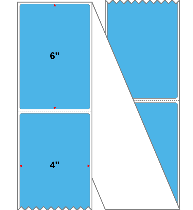 Fanfolded - 4 X 6 Premium Paper Direct Thermal Label - PMS 298 Medium Blue 298 - Permanent
