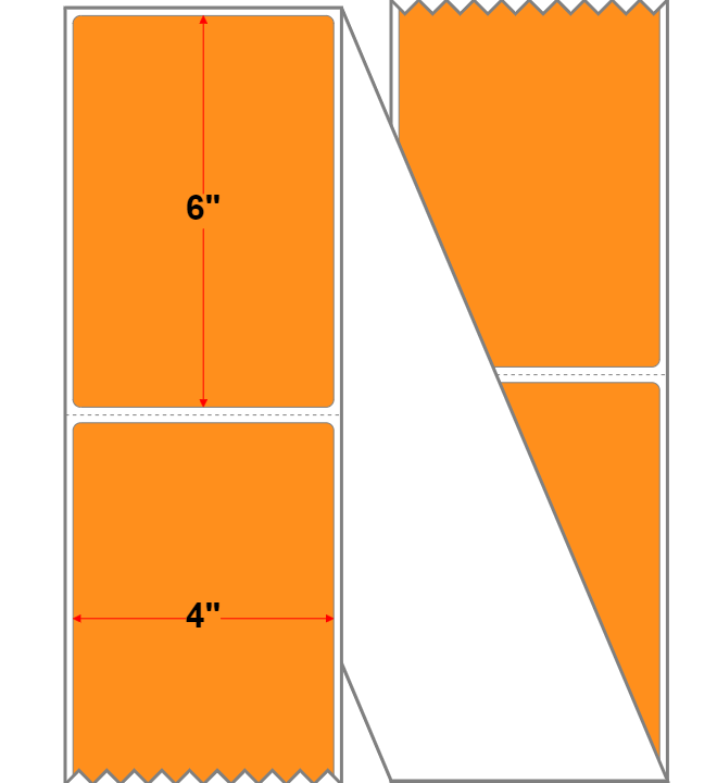 Fanfolded - 4 X 6 Premium Paper Thermal Transfer Label - Orange 1495 - Permanent