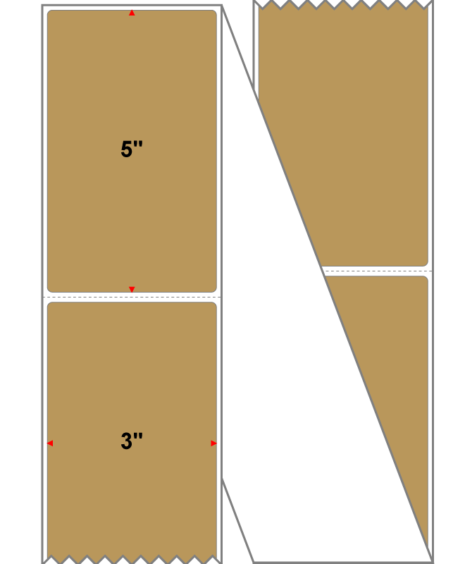 Fanfolded - 3 X 5 Premium Paper Thermal Transfer Label - PMS 465 Cardboard Brown 465 - Permanent