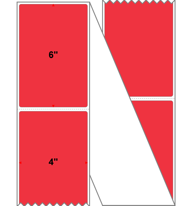 Fanfolded - 4 X 6 Premium Paper Direct Thermal Label - PMS 032 Red 32 - Permanent