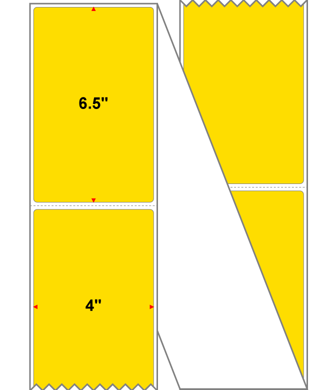 Fanfolded - 4 X 6.5 Premium Paper Thermal Transfer Label - Pantone Yellow Yellow - Permanent