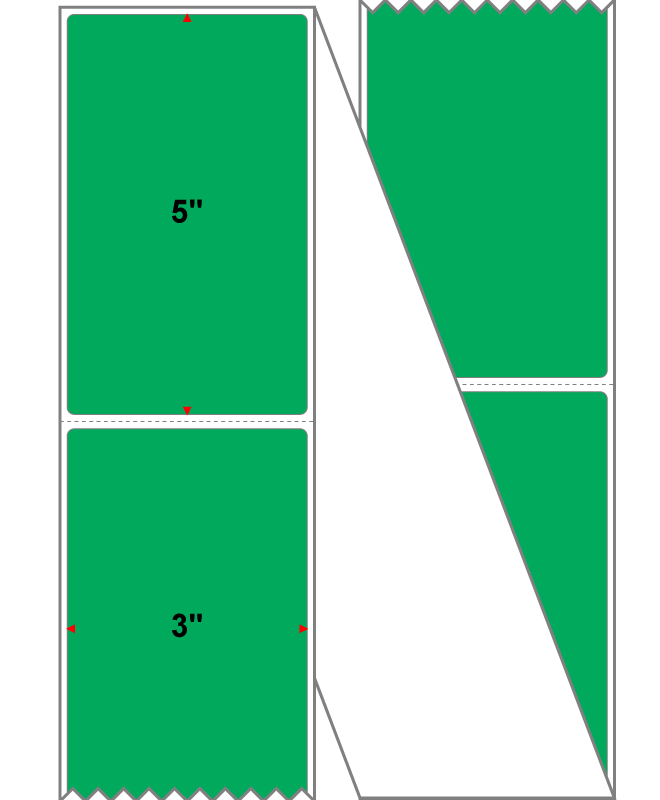 Fanfolded - 3 X 5 Premium Paper Direct Thermal Label - PMS 354 Green 354 - Permanent
