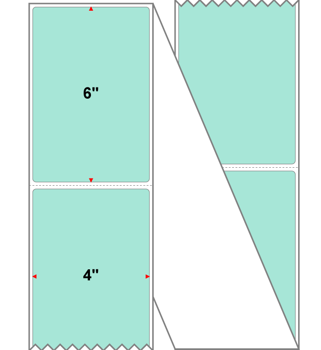 Fanfolded - 4 X 6 Premium Paper Direct Thermal Label - PMS 331 Light (Mint) Green 331 - Permanent