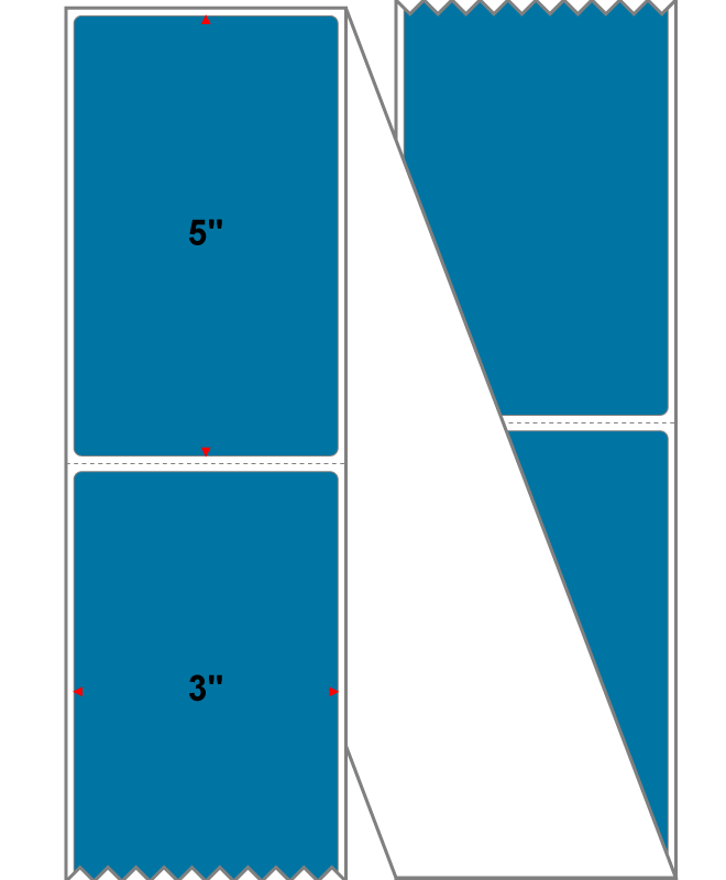 Fanfolded - 3 X 5 Premium Paper Direct Thermal Label - PMS 307 Dark Aqua 307 - Permanent