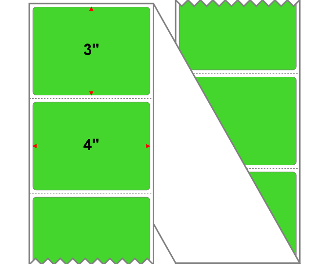 Fanfolded - 4 X 3 Premium Paper Thermal Transfer Label - Fluorescent Green 802 - Permanent