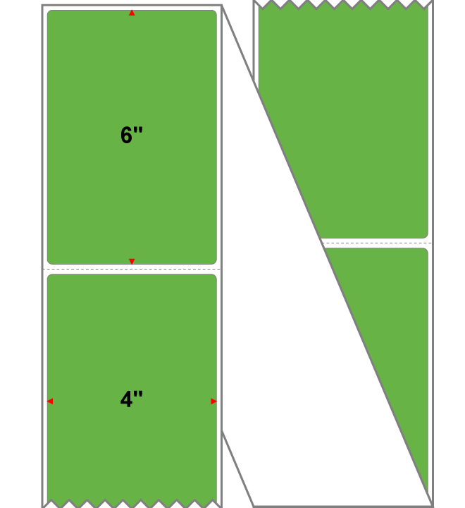 Fanfolded - 4 X 6 Premium Paper Direct Thermal Label - PMS 368 Medium Green/Yellow 368 - Permanent