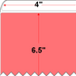 4 X 6.5 Premium Paper Thermal Transfer Label - Perforated - FL Red 805 - 8" Roll - Permanent