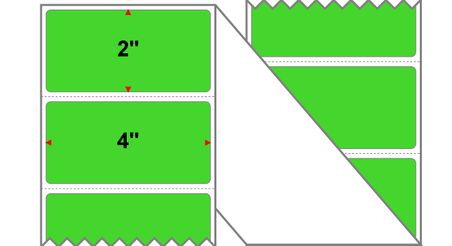 Fanfolded - 4 X 2 Premium Paper Thermal Transfer Label - Fluorescent Green 802 - Permanent