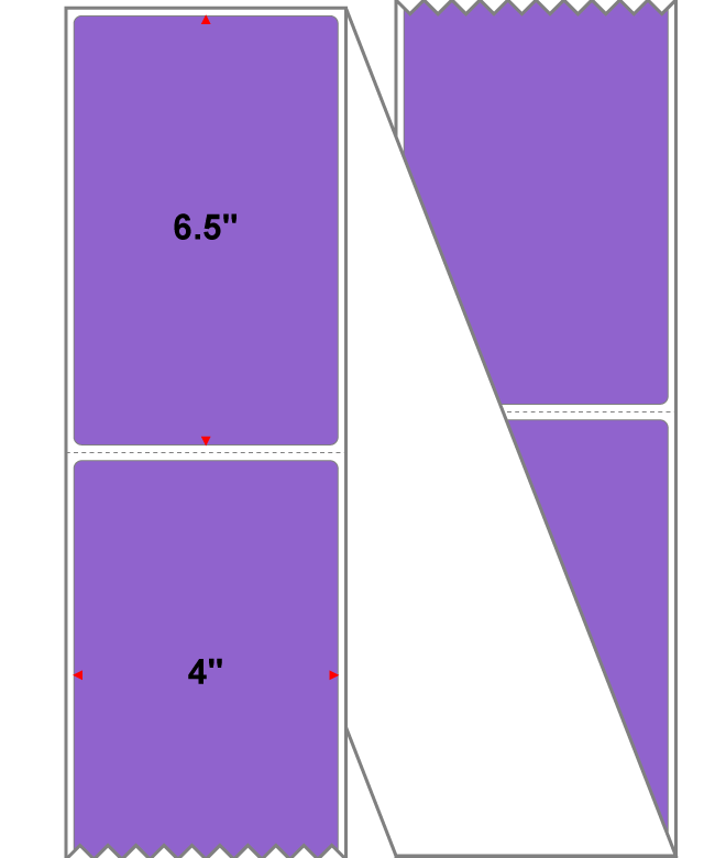 Fanfolded - 4 X 6.5 Premium Paper Direct Thermal Label - PMS 265 Medium Violet 265 - Permanent