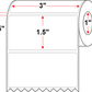 3 X 1.5 Premium Paper Direct Thermal Label - Perforated - White - 4" Roll - Permanent