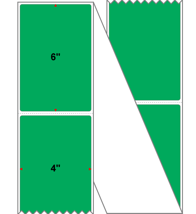 Fanfolded - 4 X 6 Premium Paper Direct Thermal Label - PMS 354 Green 354 - Permanent