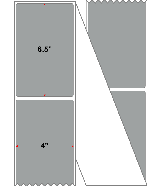 Fanfolded - 4 X 6.5 Premium Paper Thermal Transfer Label - PMS 422 Gray (Medium) 422 - Permanent
