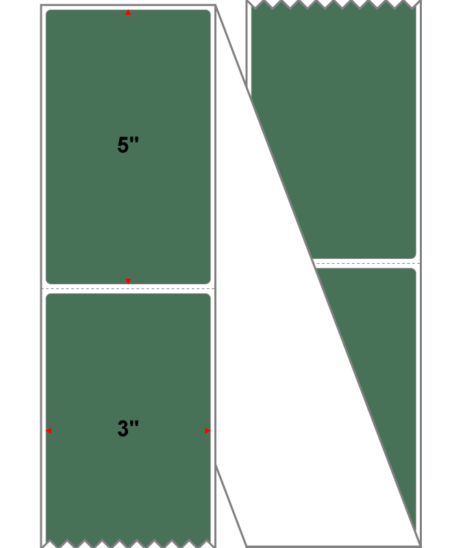 Fanfolded - 3 X 5 Premium Paper Direct Thermal Label - PMS 349 Forest Green 349 - Permanent