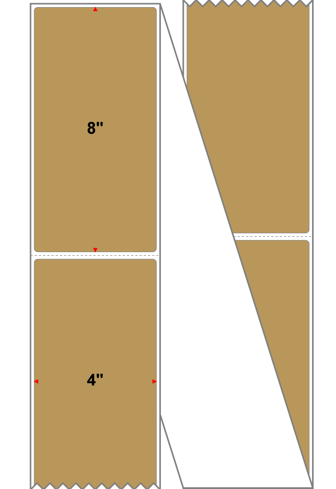 Fanfolded - 4 X 8 Premium Paper Direct Thermal Label - PMS 465 Cardboard Brown 465 - Permanent