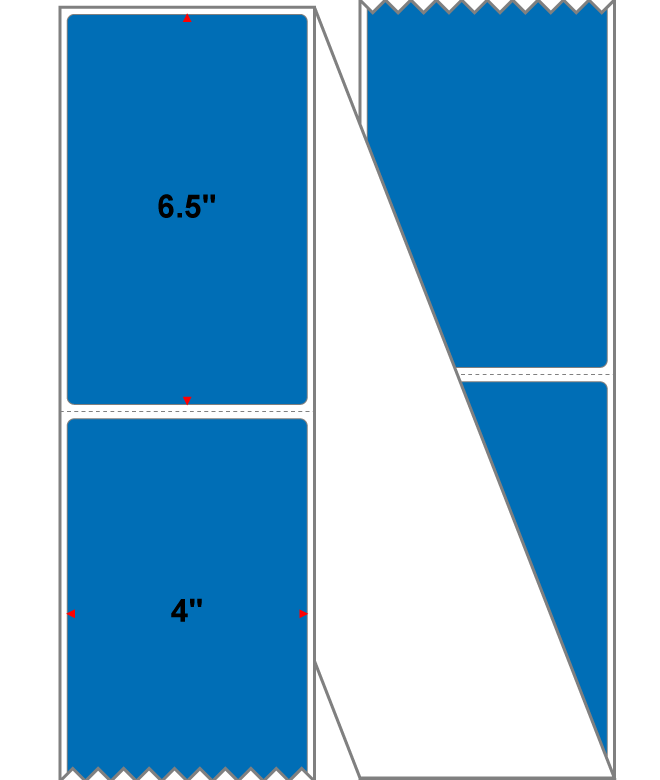 Fanfolded - 4 X 6.5 Premium Paper Direct Thermal Label - PMS 300 Blue 300 - Permanent