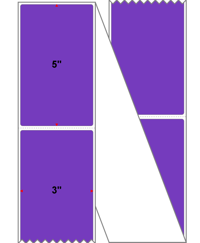 Fanfolded - 3 X 5 Premium Paper Thermal Transfer Label - PMS 266 Violet 266 - Permanent