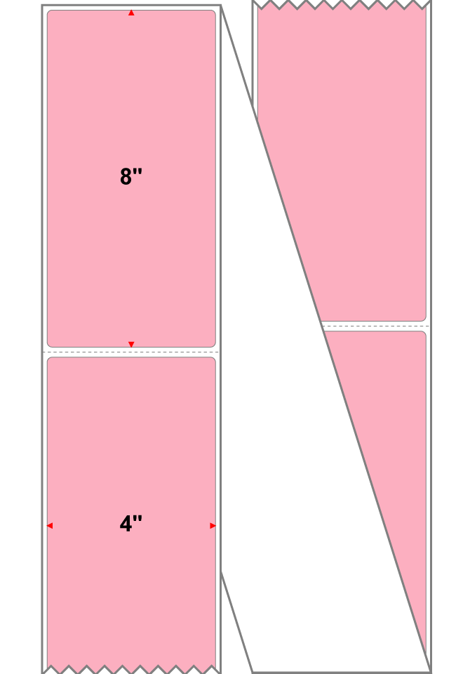 Fanfolded - 4 X 8 Premium Paper Direct Thermal Label - PMS 1767 Pink 1767 - Permanent