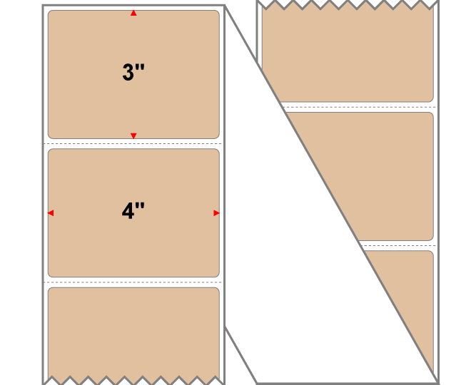 Fanfolded - 4 X 3 Premium Paper Thermal Transfer Label - PMS 726 Brown 726 - Permanent