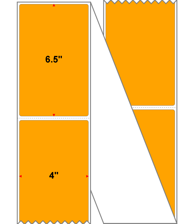 Fanfolded - 4 X 6.5 Premium Paper Thermal Transfer Label - PMS 135 Pastel Orange 135 - Permanent