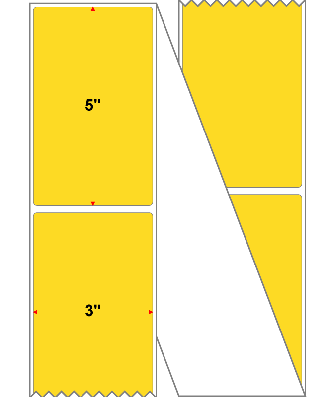 Fanfolded - 3 X 5 Premium Paper Direct Thermal Label - PMS 115 Yellow/Orange 115 - Permanent