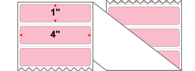 Fanfolded - 4 X 1 Premium Paper Direct Thermal Label - PMS 182 Pink 182 - Permanent