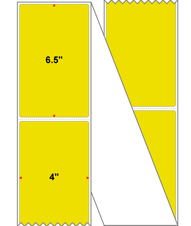 Fanfolded - 4 X 6.5 Premium Paper Direct Thermal Label - PMS 3955 Yellow/Green 3955 - Permanent