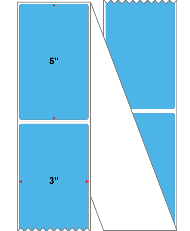 Fanfolded - 3 X 5 Premium Paper Thermal Transfer Label - PMS 298 Medium Blue 298 - Permanent