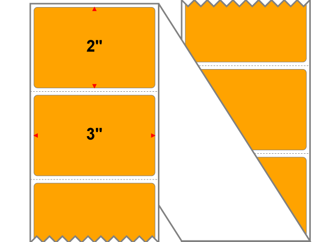 Fanfolded - 3 X 2 Premium Paper Thermal Transfer Label - PMS 135 Pastel Orange 135 - Permanent