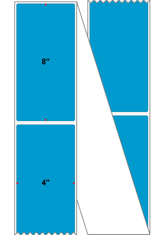 Fanfolded - 4 X 8 Premium Paper Thermal Transfer Label - Fluorescent Blue 801 - Permanent