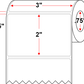 3 X 2 Premium Paper Direct Thermal Label - Perforated - White - 2.6" Roll - Permanent