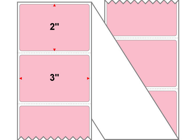 Fanfolded - 3 X 2 Premium Paper Direct Thermal Label - PMS 182 Pink 182 - Permanent