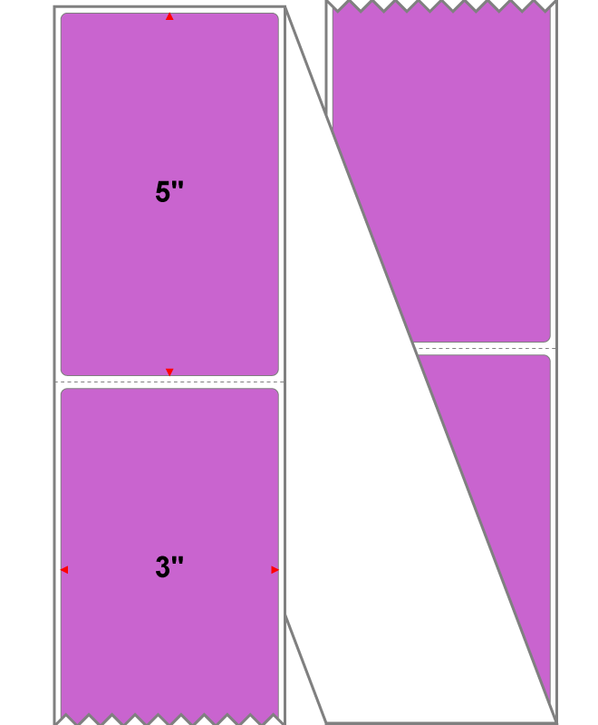 Fanfolded - 3 X 5 Premium Paper Direct Thermal Label - PMS 252 Light Purple 252 - Permanent