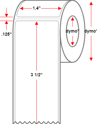 Dymo Compatible - 1.4 X 3.5 Premium Paper Direct Thermal LabelWhite - Permanent