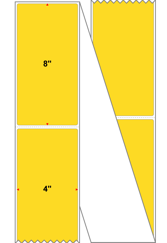 Fanfolded - 4 X 8 Premium Paper Direct Thermal Label - PMS 115 Yellow/Orange 115 - Permanent