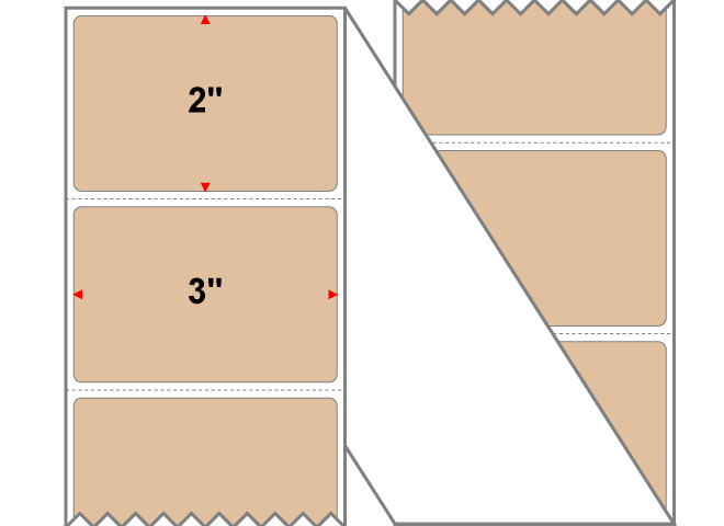 Fanfolded - 3 X 2 Premium Paper Thermal Transfer Label - PMS 726 Brown 726 - Permanent