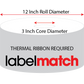 4 X 8 Premium Paper Thermal Transfer Label - No Perf - White - 12" Roll - Permanent