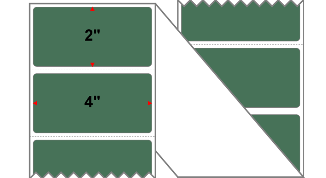 Fanfolded - 4 X 2 Premium Paper Direct Thermal Label - PMS 349 Forest Green 349 - Permanent