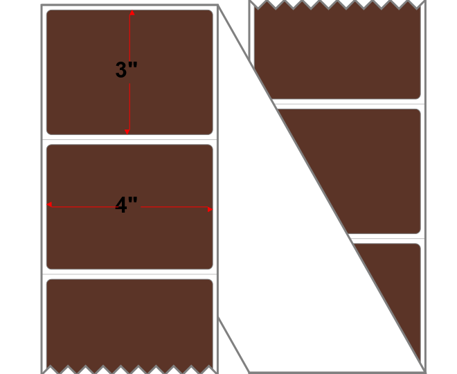 Fanfolded - 4 X 3 Premium Paper Thermal Transfer Label - PMS 4695 Dark Brown 4695 - Permanent