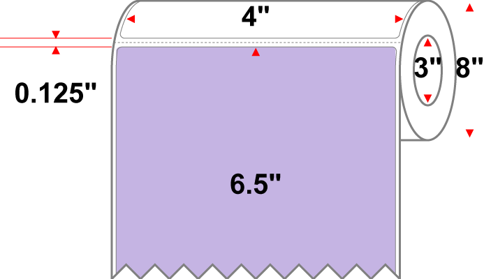 4 X 6.5 Premium Paper Direct Thermal Label - Perforated - PMS 2635 Lavender/Light Purple 2635 - 8" Roll - Permanent