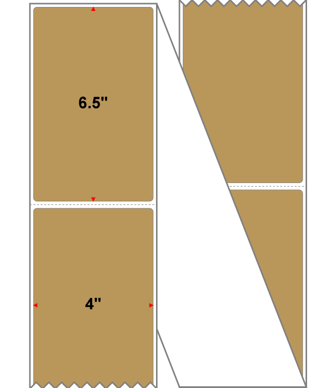 Fanfolded - 4 X 6.5 Premium Paper Direct Thermal Label - PMS 465 Cardboard Brown 465 - Permanent