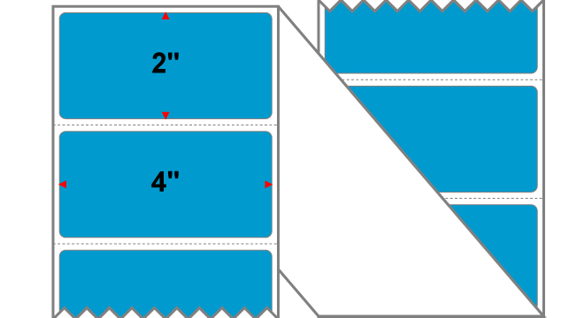 Fanfolded - 4 X 2 Premium Paper Thermal Transfer Label - Fluorescent Blue 801 - Permanent