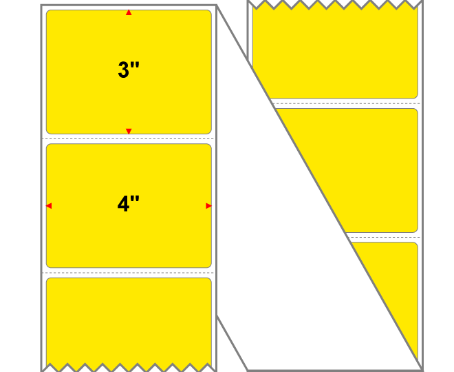 Fanfolded - 4 X 3 Premium Paper Thermal Transfer Label - Fluorescent Yellow 803 - Permanent