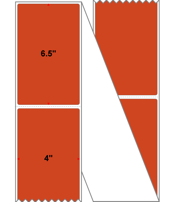 Fanfolded - 4 X 6.5 Premium Paper Direct Thermal Label - PMS 173 Dark Orange 173 - Permanent