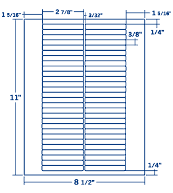 2.625" X .375" Laser/Inkjet Label-56 Per Sheet, 100 Sheets Per Pack, White, Permanent - Labelmatch