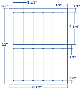 1.5" X 4.75" Laser/Inkjet Label-10 Per Sheet, 100 Sheets Per Pack, White, Permanent