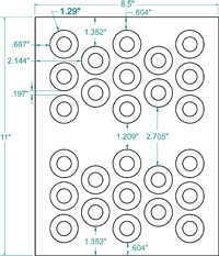 1.29" X 1.29" Laser/Inkjet Label-26 Per Sheet, 100 Sheets Per Pack, White, Permanent