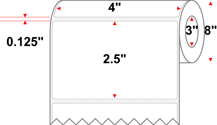 4" X 2.5" Direct Thermal Label - Perforated - White - 8" Roll - Permanent - Labelmatch