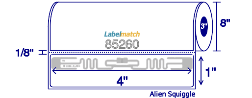 RFID Zebra R 110xi/R 170xi Alien Squiggle 4" X 1" Thermal Transfer-RFT-4-1-AL1,2-ZEB-3-CM - Labelmatch