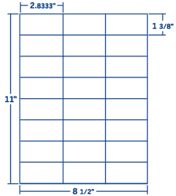 2.833" X 1.375" Laser/Inkjet Label-24 Per Sheet, 250 Sheets Per Pack, White, Permanent