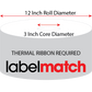 4 X 6 ThinTek Thermal Transfer Label - Perforated - White - 12" Roll - Permanent - Labelmatch